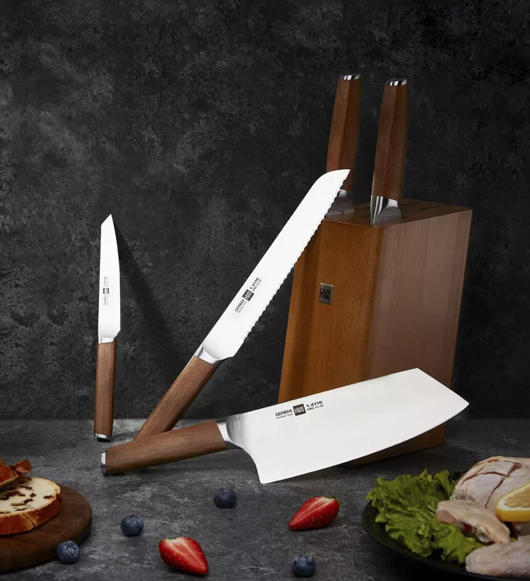 Набор кухонных ножей HuoHou Molybdenum Vanadium Steel Kitchen Knife Set Black (Черный) CN Набор кухонных ножей HuoHou Molybdenum Vanadium Steel Kitchen Knife Set Black (Черный) CN
