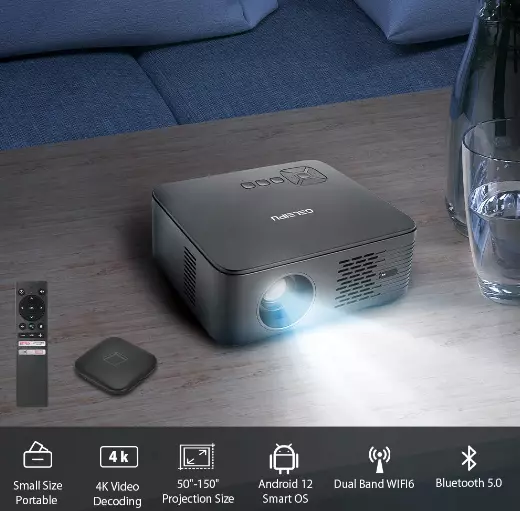 Проектор интеллектуальный GELEIPU X5 Full-HD 2K 4K Android 12 (ТV-BOX IN) Gray (Серый) Global Version