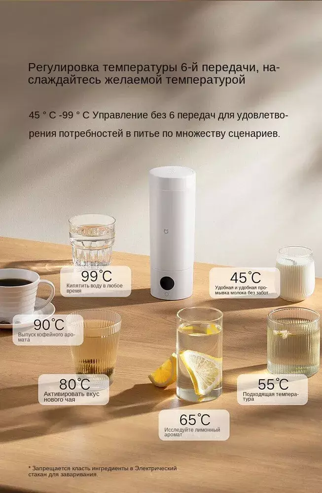 Термос Xiaomi Mijia Portable Electric Cup 2 (MJDRB02PL) 350мл - фото 5 Термос Xiaomi Mijia Portable Electric Cup 2 (MJDRB02PL) 350мл - фото 5