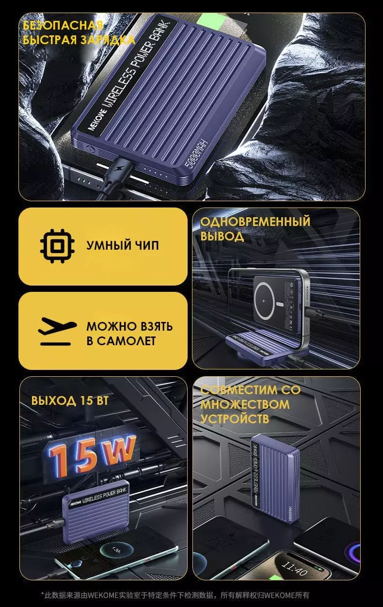Внешний аккумулятор WEKOME WP-81 Power Bank 10000 mAh - фото 2 Внешний аккумулятор WEKOME WP-81 Power Bank 10000 mAh - фото 2