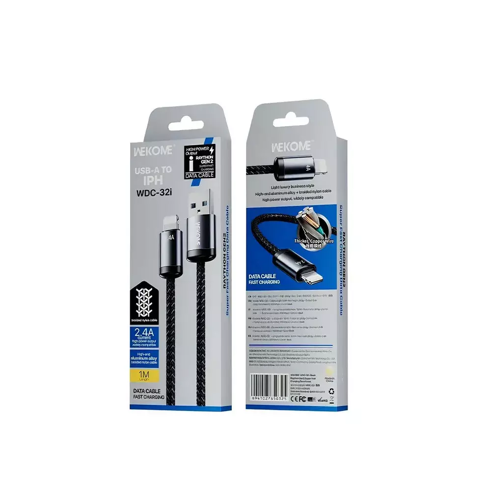 Купить Кабель для мобильных устройств WEKOME USB to Apple Lightning WDC-32I - фото 1 Купить Кабель для мобильных устройств WEKOME USB to Apple Lightning WDC-32I - фото 1