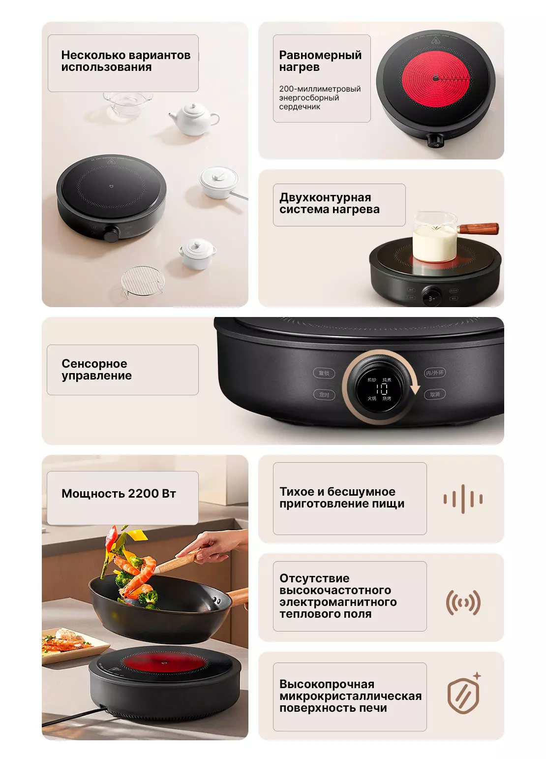 Индукционная плита Xiaomi Mijia Ceramic Cooker S1 (MDTL001CM) - фото 2
