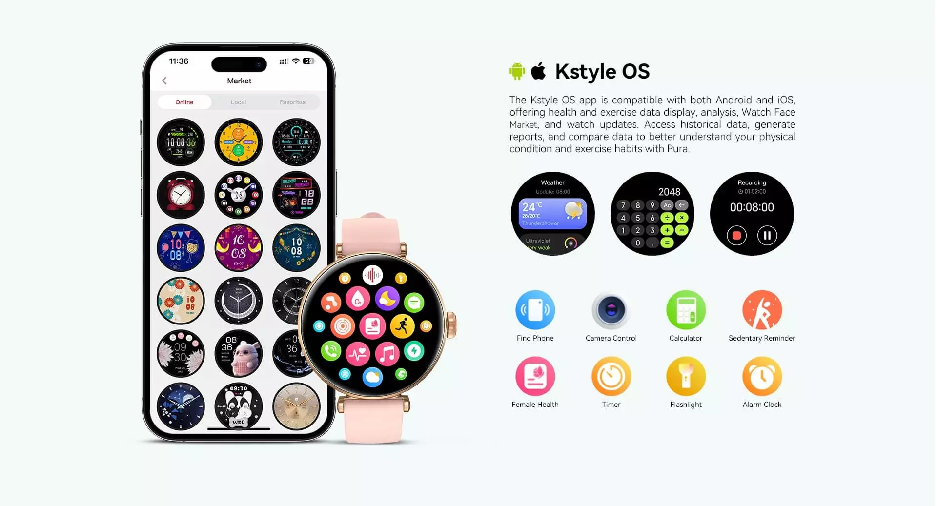 Умные часы Kieslect Lady Smart Watch Pura (YFT2119EU) - фото 11 Умные часы Kieslect Lady Smart Watch Pura (YFT2119EU) - фото 11