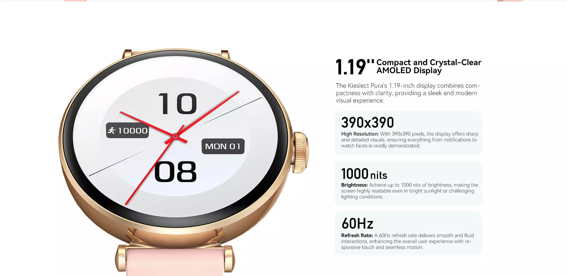 Умные часы Kieslect Lady Smart Watch Pura (YFT2119EU) - фото 3 Умные часы Kieslect Lady Smart Watch Pura (YFT2119EU) - фото 3