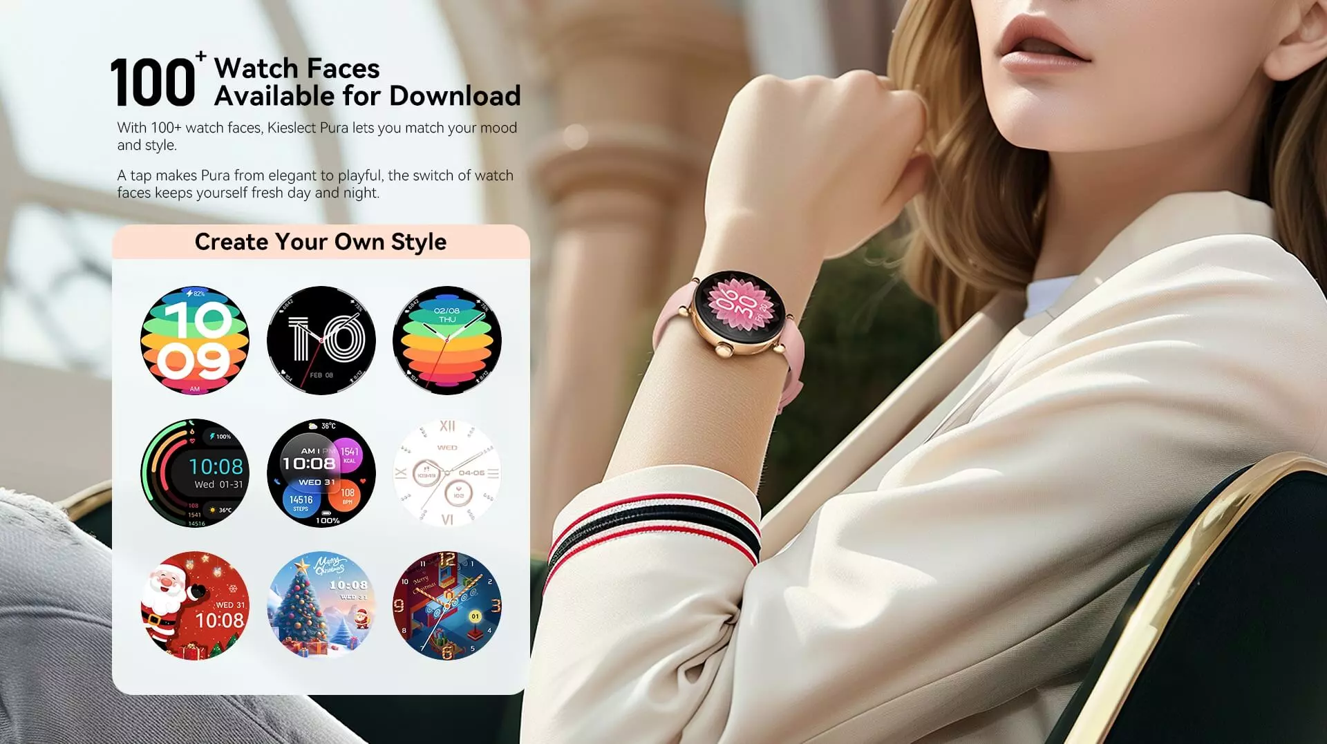 Умные часы Kieslect Lady Smart Watch Pura (YFT2119EU) - фото 4 Умные часы Kieslect Lady Smart Watch Pura (YFT2119EU) - фото 4