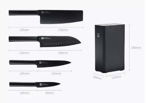 Набор ножей X50 Cr Mo V 15 Huo Hou Heat Cool Black Non-stick Knife Set (4 ножа + подставка) - фото 12 Набор ножей X50 Cr Mo V 15 Huo Hou Heat Cool Black Non-stick Knife Set (4 ножа + подставка) - фото 12