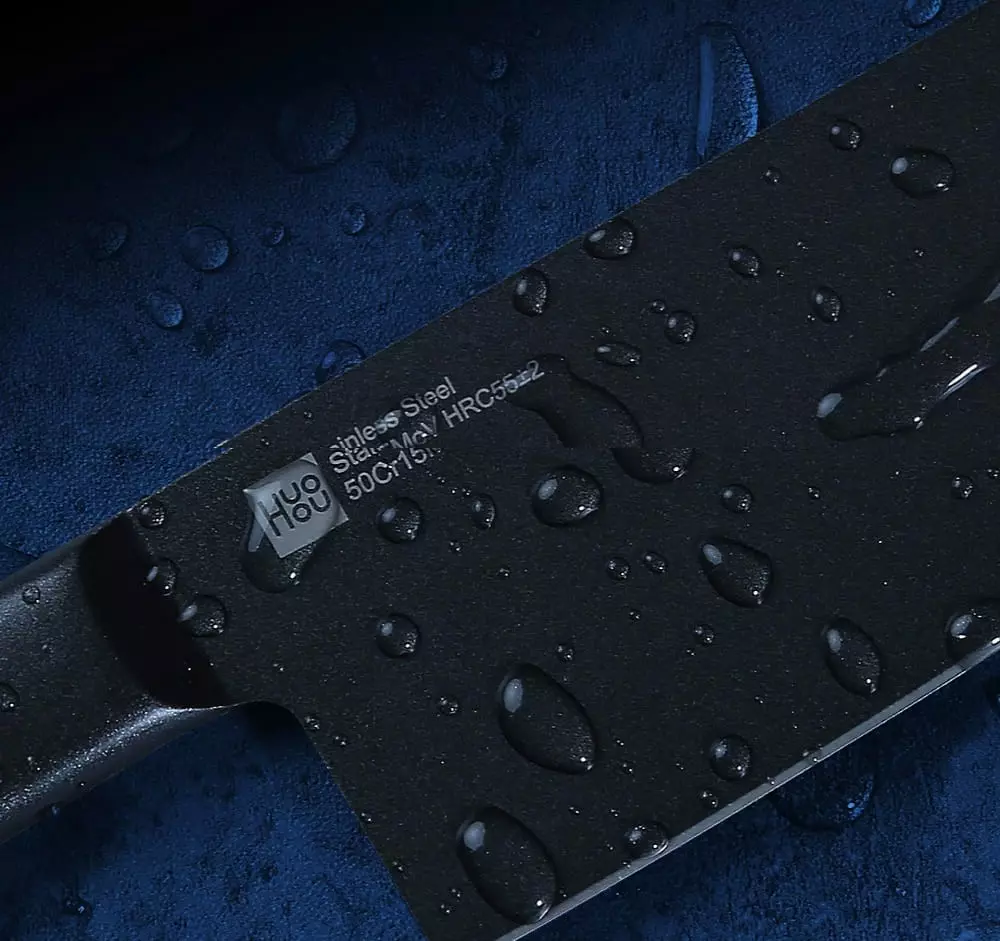 Набор ножей X50 Cr Mo V 15 Huo Hou Heat Cool Black Non-stick Knife Set (4 ножа + подставка) - фото 3 Набор ножей X50 Cr Mo V 15 Huo Hou Heat Cool Black Non-stick Knife Set (4 ножа + подставка) - фото 3