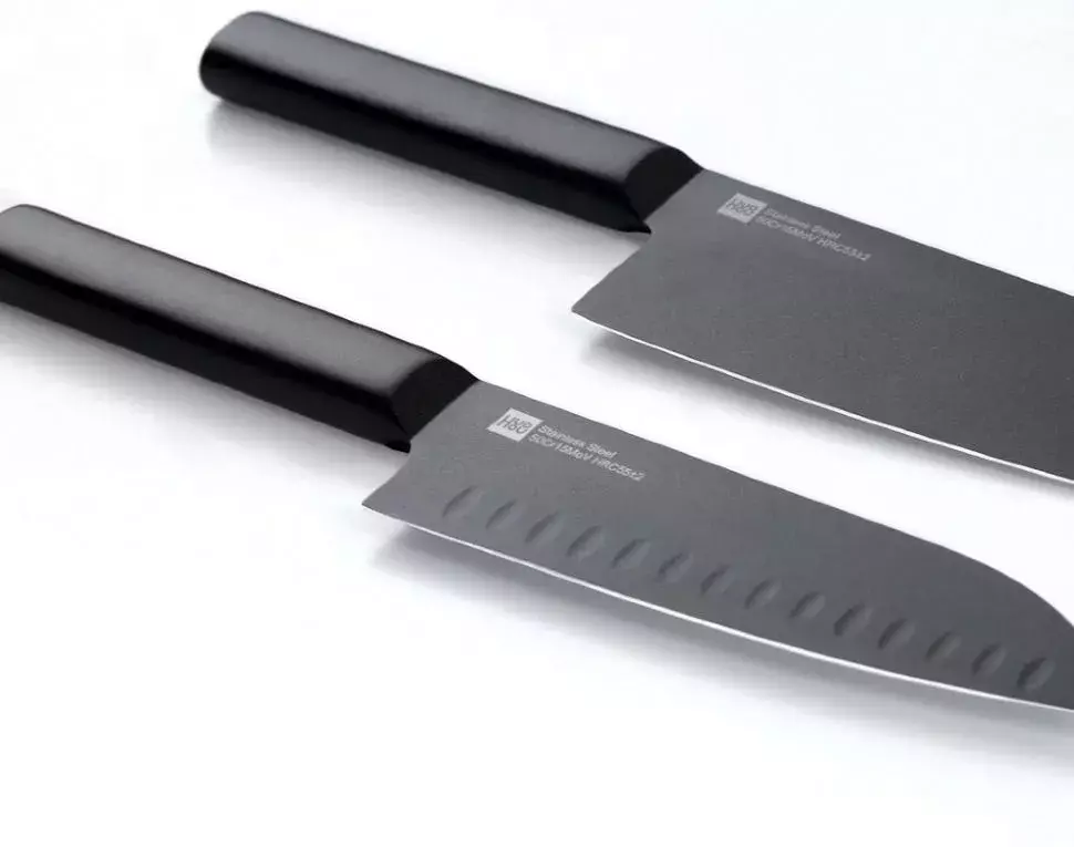 Набор ножей X50 Cr Mo V 15 Huo Hou Heat Cool Black Non-stick Knife Set (4 ножа + подставка) - фото 5 Набор ножей X50 Cr Mo V 15 Huo Hou Heat Cool Black Non-stick Knife Set (4 ножа + подставка) - фото 5