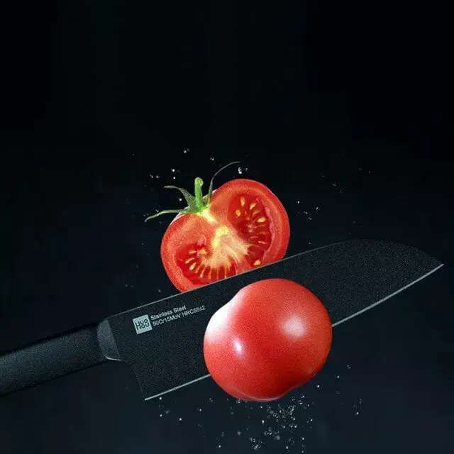 Набор ножей X50 Cr Mo V 15 Huo Hou Heat Cool Black Non-stick Knife Set (4 ножа + подставка) - фото 7 Набор ножей X50 Cr Mo V 15 Huo Hou Heat Cool Black Non-stick Knife Set (4 ножа + подставка) - фото 7