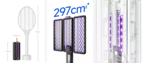 Электрическая мухобойка Xiaomi Qualitell Folding Electric Mosquito Swatter V3 (ZSS240918) - фото 10