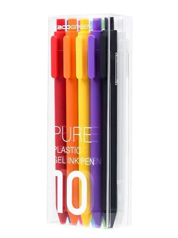 Купить Набор гелевых ручек Xiaomi KACO Pure Plastic Gel Ink Pen 10 шт. (цветные/черные чернила), шт - фото 1