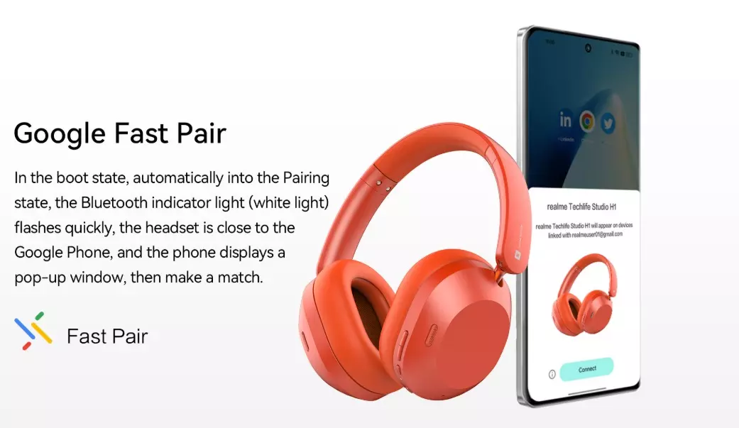 Беспроводные наушники Realme Techlife Studio H1 - фото 12 Беспроводные наушники Realme Techlife Studio H1 - фото 12