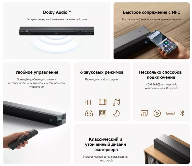Саундбар Xiaomi Soundbar Pro 2.0 ch (NS5-EU) - фото 2 Саундбар Xiaomi Soundbar Pro 2.0 ch (NS5-EU) - фото 2