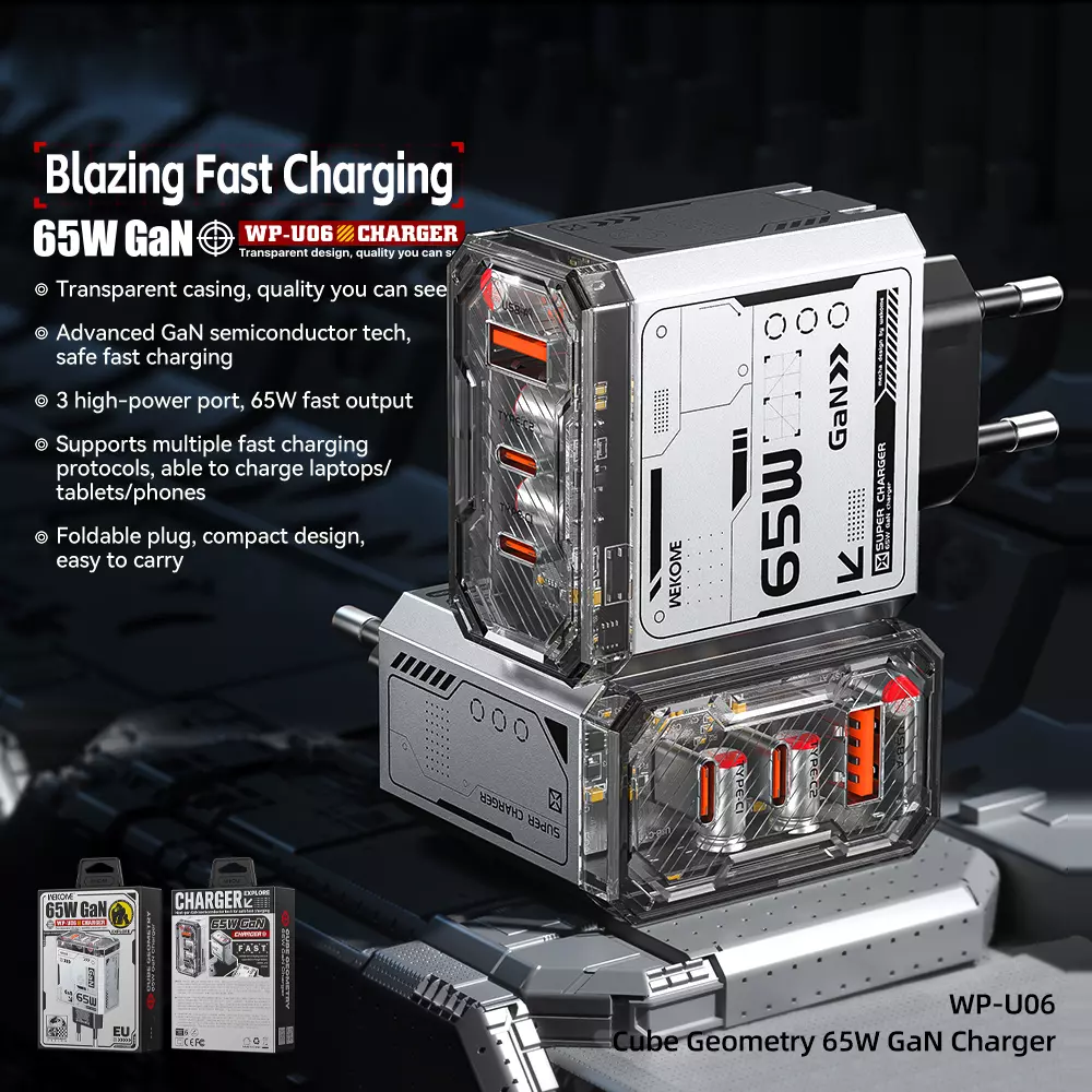 Купить Зарядное устройство WEKOM GaN 65W (C+C+A ) WP-U06 - фото 1 Купить Зарядное устройство WEKOM GaN 65W (C+C+A ) WP-U06 - фото 1