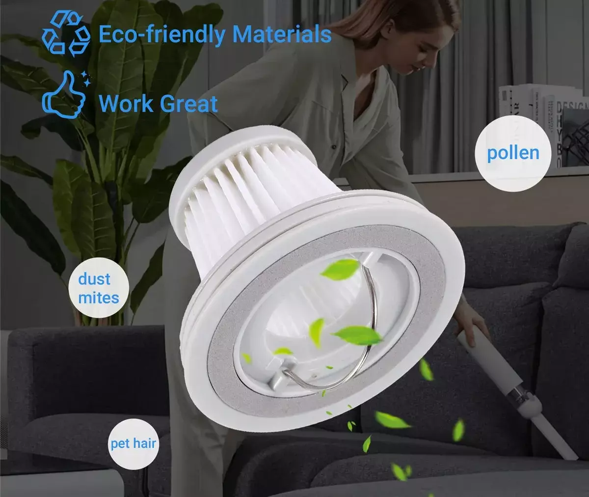 HEPA- фильтр для пылесоса Xiaomi Mijia Mi Vacuum Cleaner mini (SSXCQ01XY) (2 шт) - фото 2