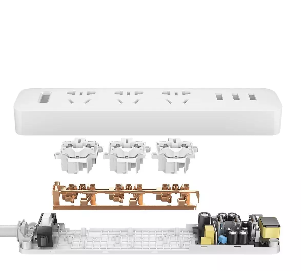 Удлинитель Xiaomi Power Strip 3 (XMCXB01QM) 1.8 м - фото 3 Удлинитель Xiaomi Power Strip 3 (XMCXB01QM) 1.8 м - фото 3