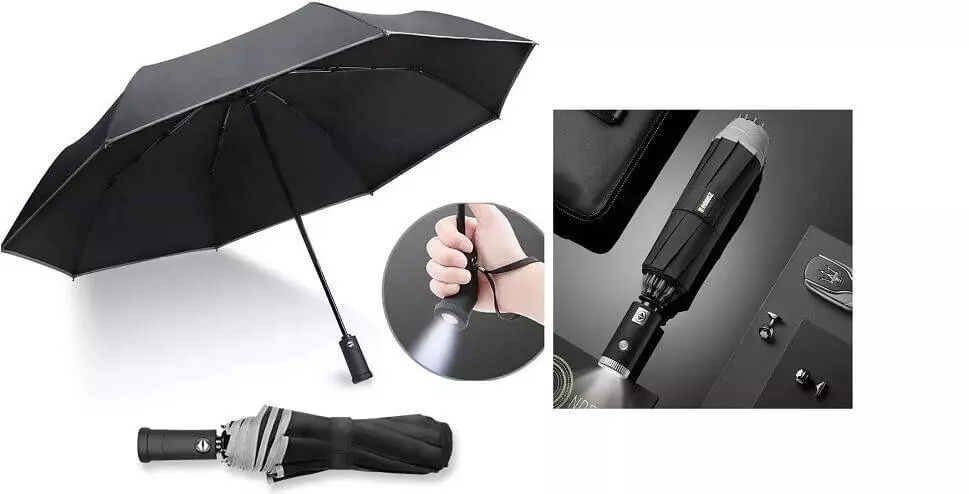 Зонт 90 Points с светодиодным фонариком Automatic Umbrella with LED Flashlight - фото 4