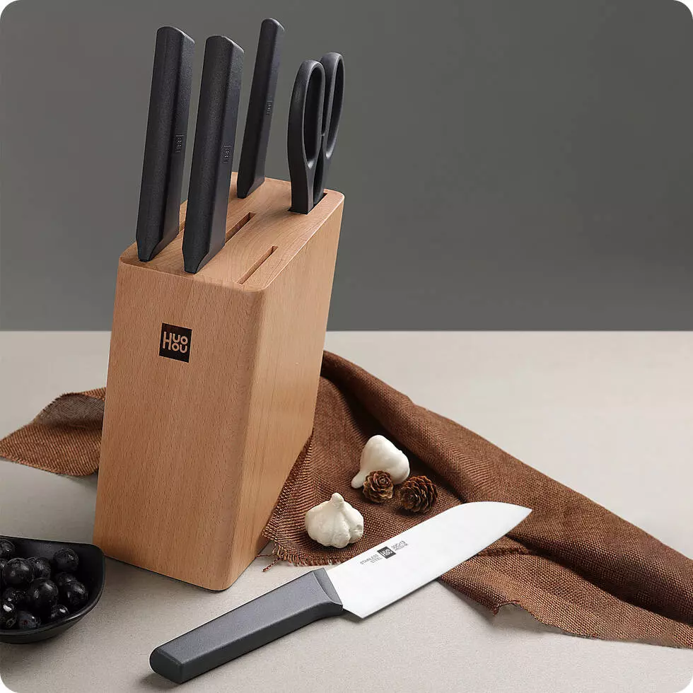 Набор HuoHou Fire Kitchen Steel Knife Set (4 ножа и ножницы с подставкой) (HU0057) - фото 6 Набор HuoHou Fire Kitchen Steel Knife Set (4 ножа и ножницы с подставкой) (HU0057) - фото 6