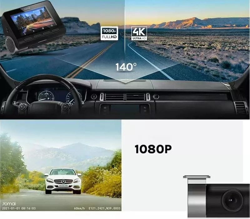 Видеорегистратор 70mai Dash Cam A800S 4K c камерой заднего вида RC06 - фото 5 Видеорегистратор 70mai Dash Cam A800S 4K c камерой заднего вида RC06 - фото 5