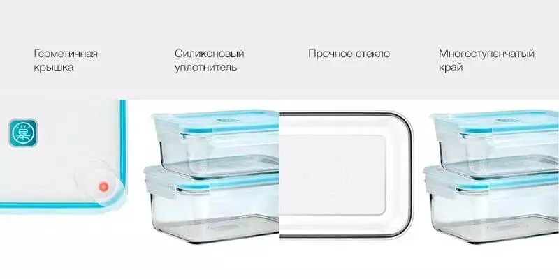 Стеклянный контейнер для еды Xiaomi Anti-Drop Glass Crisper (715 мл) (А0020596) - фото 7 Стеклянный контейнер для еды Xiaomi Anti-Drop Glass Crisper (715 мл) (А0020596) - фото 7