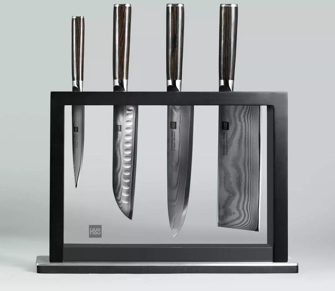 Набор ножей из дамасской стали Huo Hou Set of 5 Damascus Knife Sets (4 ножа с подставкой) (HU0073) - фото 11 Набор ножей из дамасской стали Huo Hou Set of 5 Damascus Knife Sets (4 ножа с подставкой) (HU0073) - фото 11