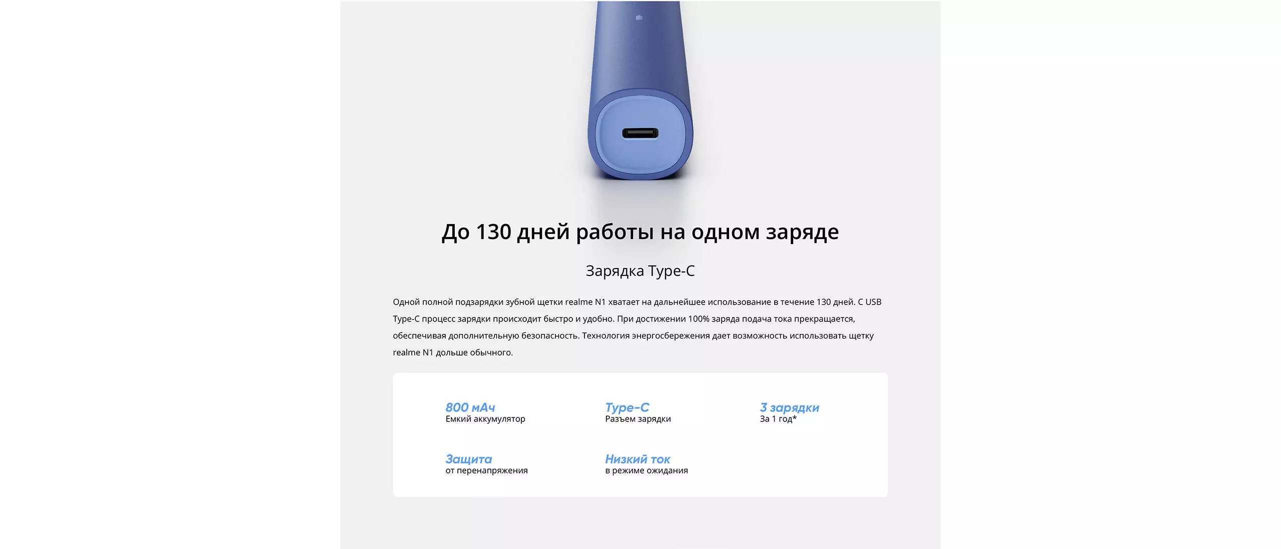 Электрическая зубная щетка Realme N1 Sonic Electric Toothbrush - фото 5 Электрическая зубная щетка Realme N1 Sonic Electric Toothbrush - фото 5