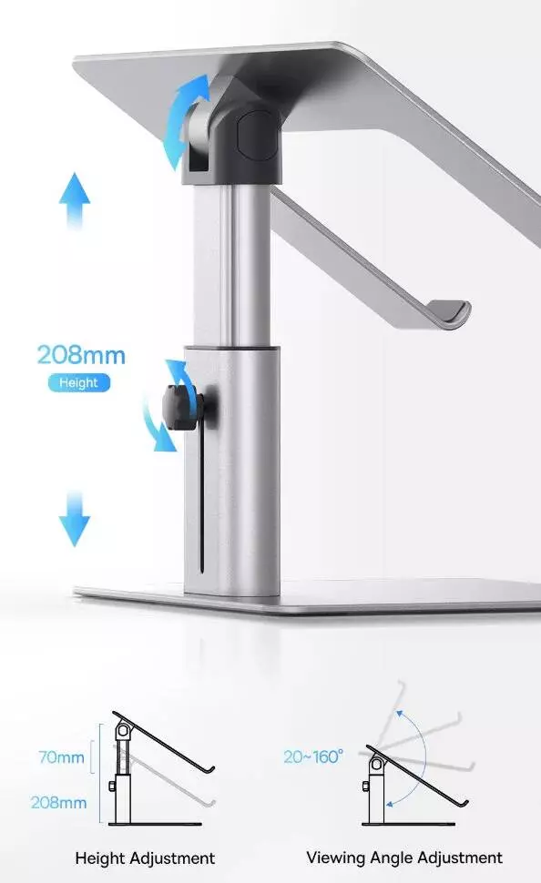 Подставка для ноутбука Baseus Metal Adjustable Laptop Stand (LUJS000012) - фото 4 Подставка для ноутбука Baseus Metal Adjustable Laptop Stand (LUJS000012) - фото 4