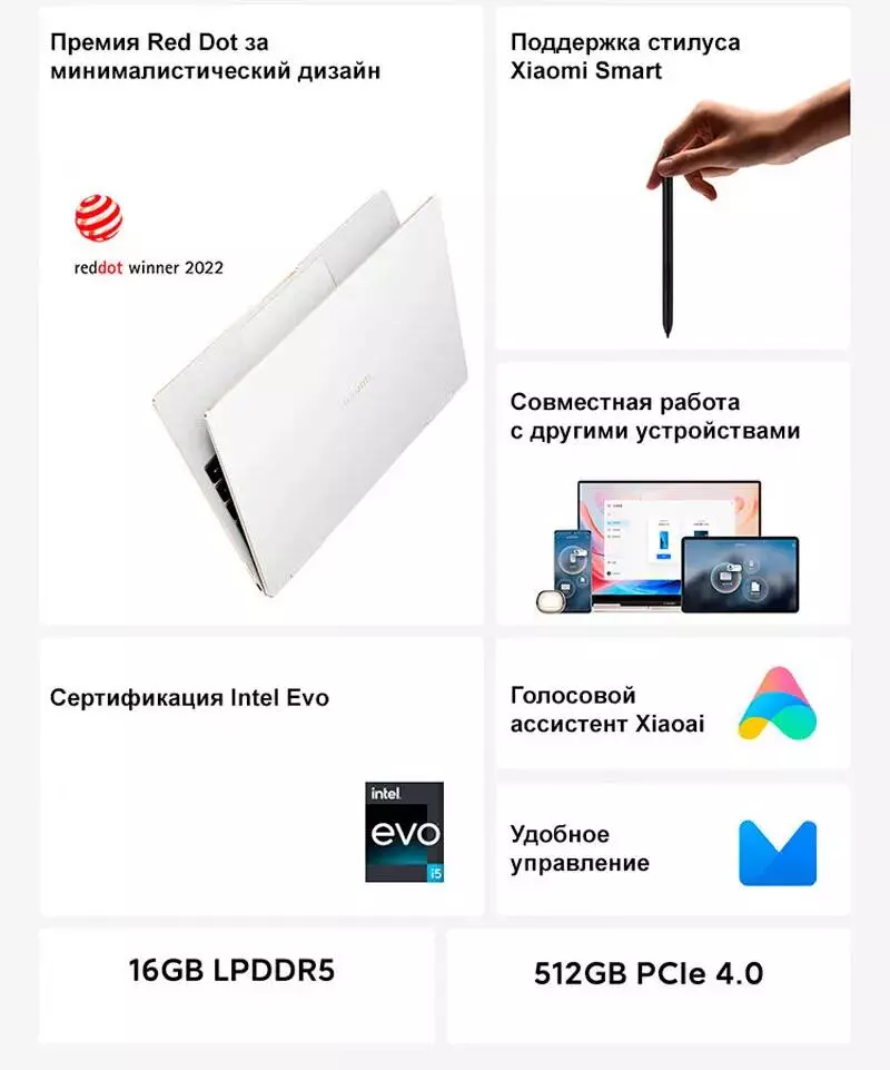 Ноутбук Xiaomi Book Air 13" OLED Flip Touch (Core i5-1230U, 16Gb, 512Gb, Intel Iris Xe Graphics) (JYU4491CN) - фото 2 Ноутбук Xiaomi Book Air 13" OLED Flip Touch (Core i5-1230U, 16Gb, 512Gb, Intel Iris Xe Graphics) (JYU4491CN) - фото 2