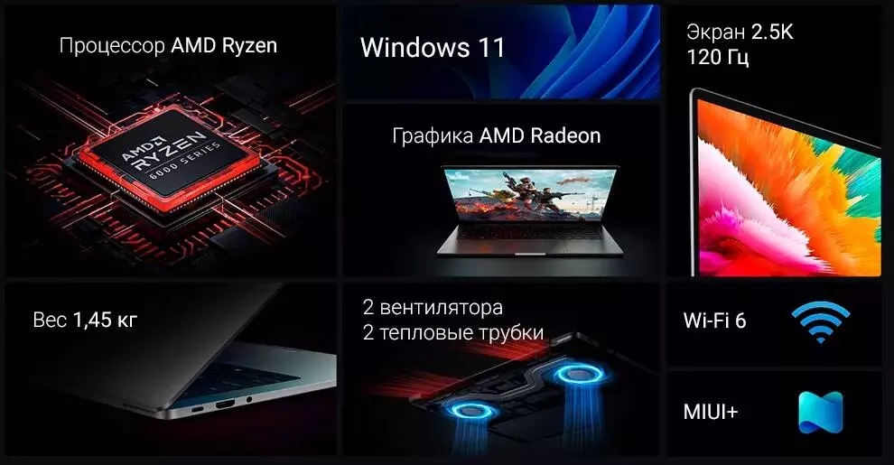 Ноутбук RedmiBook Pro 14" 2022 (AMD R7-5625U, 16Gb, 512Gb, 2.5K, 120 Гц) (JYU4438CN) - фото 2