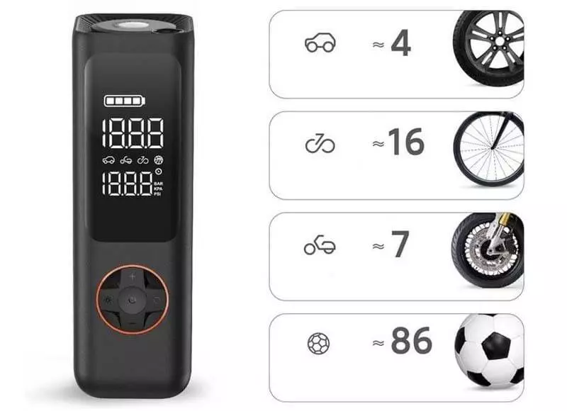 Электрический насос Xiaomi Qicycle Electric Air Inflator P1 - фото 3 Электрический насос Xiaomi Qicycle Electric Air Inflator P1 - фото 3