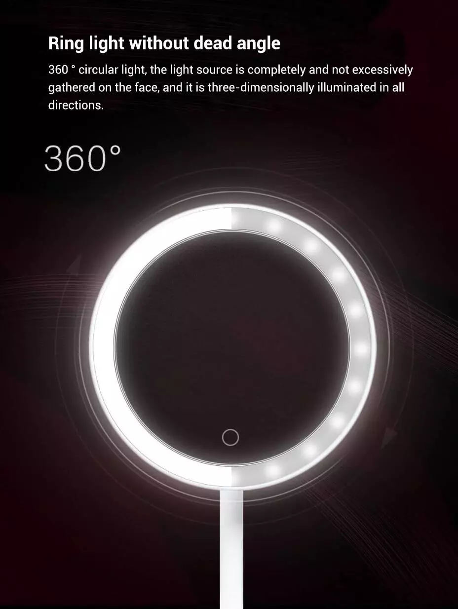 Зеркало косметическое Xiaomi DOCO Daylight Small Mojito Mirror Pro (HZJ001) - фото 3