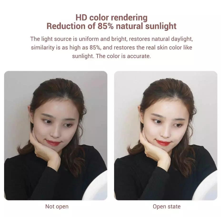 Зеркало косметическое Xiaomi DOCO Daylight Small Mojito Mirror Pro (HZJ001) - фото 4