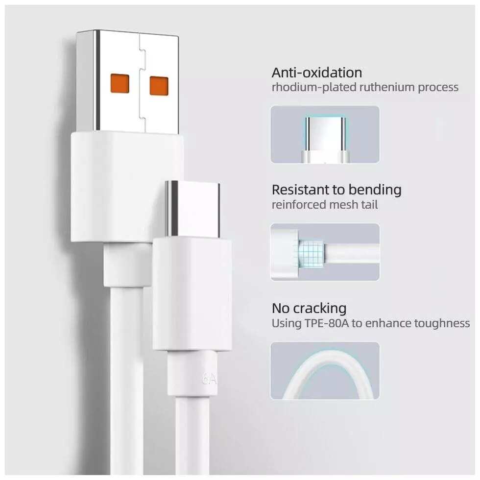 Кабель Xiaomi 6A USB Type- C Fast Charging Data Cable (6934177732881) - фото 7 Кабель Xiaomi 6A USB Type- C Fast Charging Data Cable (6934177732881) - фото 7