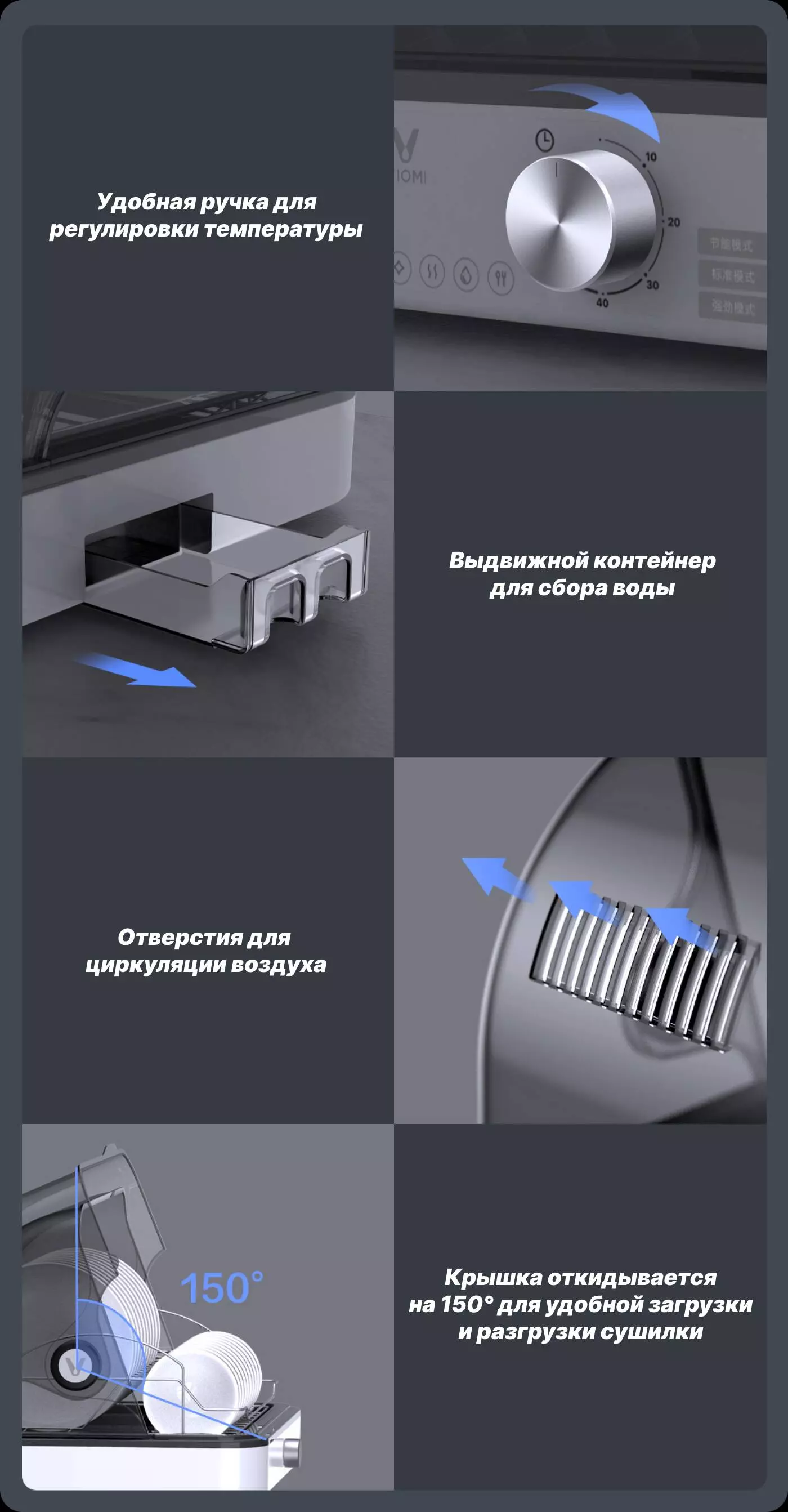Cушилка для посуды с UV-стерилизацией Viomi Yunmi (ZTP55A-1) - фото 7 Cушилка для посуды с UV-стерилизацией Viomi Yunmi (ZTP55A-1) - фото 7