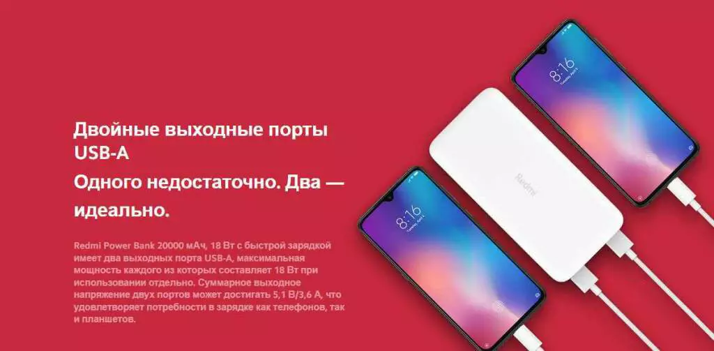 Аккумулятор Xiaomi Redmi Power Bank Fast Charge 20000 mAh (PB200LZM) - фото 4 Аккумулятор Xiaomi Redmi Power Bank Fast Charge 20000 mAh (PB200LZM) - фото 4