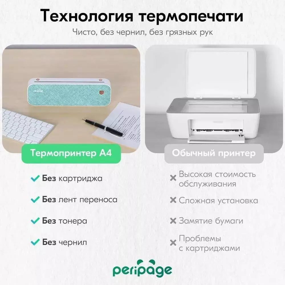 Портативный термопринтер Xiaomi PeriPage A4 Bluetooth USB - фото 4 Портативный термопринтер Xiaomi PeriPage A4 Bluetooth USB - фото 4