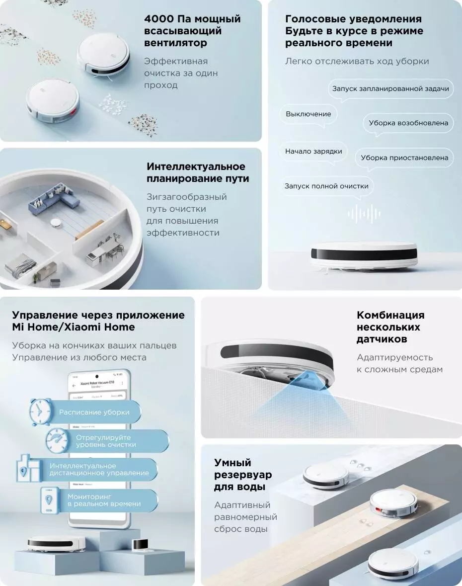 Робот-пылесос Xiaomi Robot Vacuum E10 (B112EU) - фото 2 Робот-пылесос Xiaomi Robot Vacuum E10 (B112EU) - фото 2