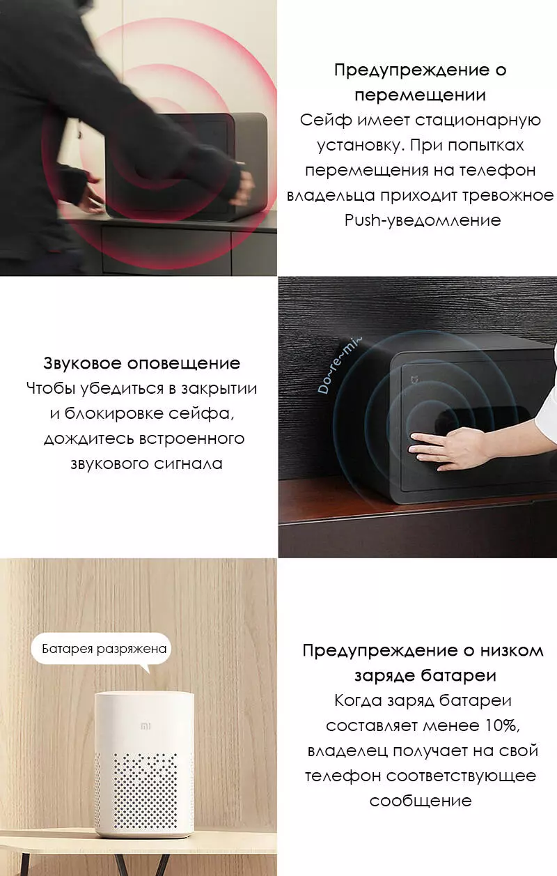 Сейф электронный биометрический Xiaomi Smart Safe Box (BGX-5/X1-3001) - фото 6