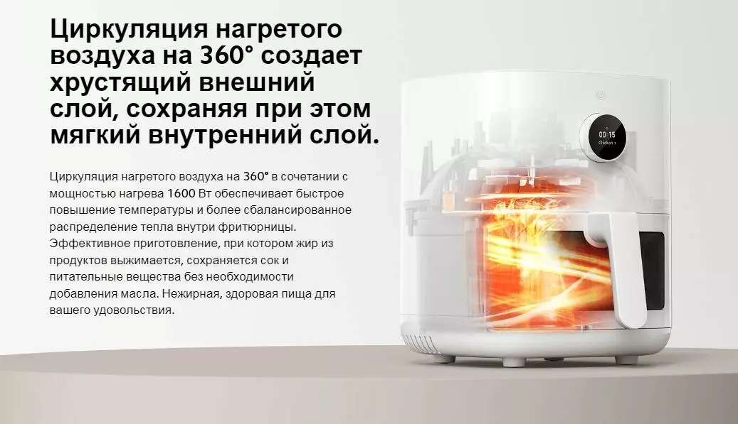 Фритюрница Xiaomi Mijia Smart Air Fryer Pro 4L (MAF04) - фото 5 Фритюрница Xiaomi Mijia Smart Air Fryer Pro 4L (MAF04) - фото 5