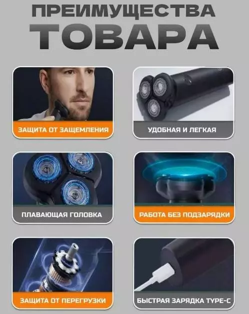Электробритва Xiaomi Sease Electric Shaver S2301 - фото 3 Электробритва Xiaomi Sease Electric Shaver S2301 - фото 3