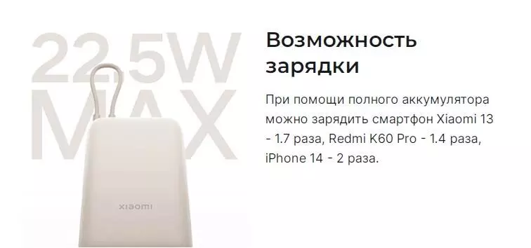 Внешний аккумулятор Xiaomi Power Bank With Cable USB-C 10000mAh Pocket Version (P15ZM) - фото 5 Внешний аккумулятор Xiaomi Power Bank With Cable USB-C 10000mAh Pocket Version (P15ZM) - фото 5