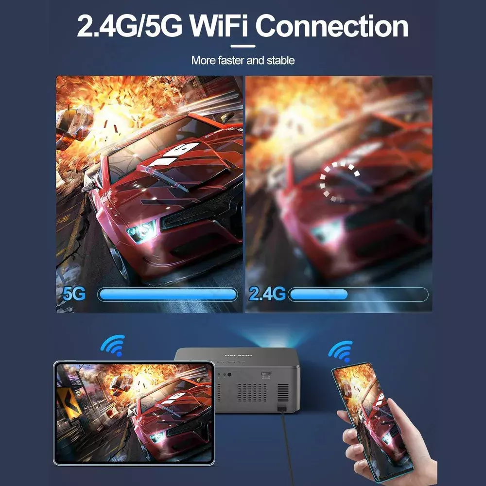 Проектор интеллектуальный GELEIPU X5 Full-HD 2K 4K Android 12 (ТV-BOX IN) - фото 10