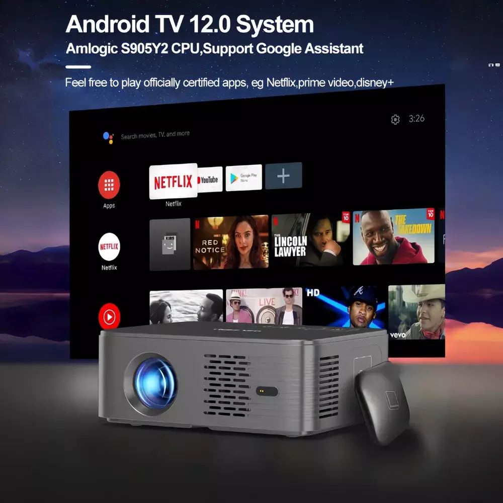 Проектор интеллектуальный GELEIPU X5 Full-HD 2K 4K Android 12 (ТV-BOX IN) - фото 2