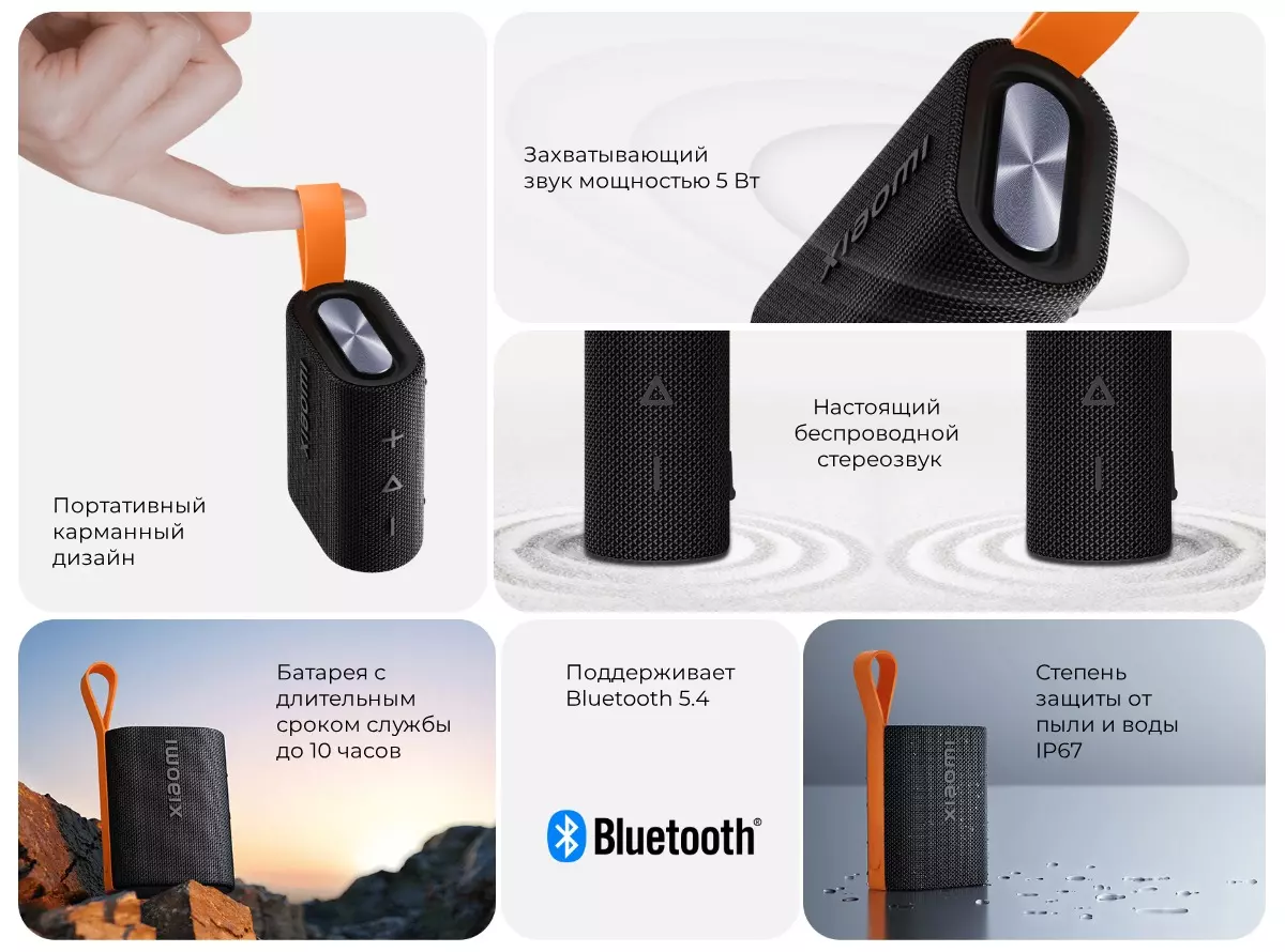 Колонка портативная Xiaomi Portable Bluetooth Sound Pocket (MDZ-37-DB) - фото 12