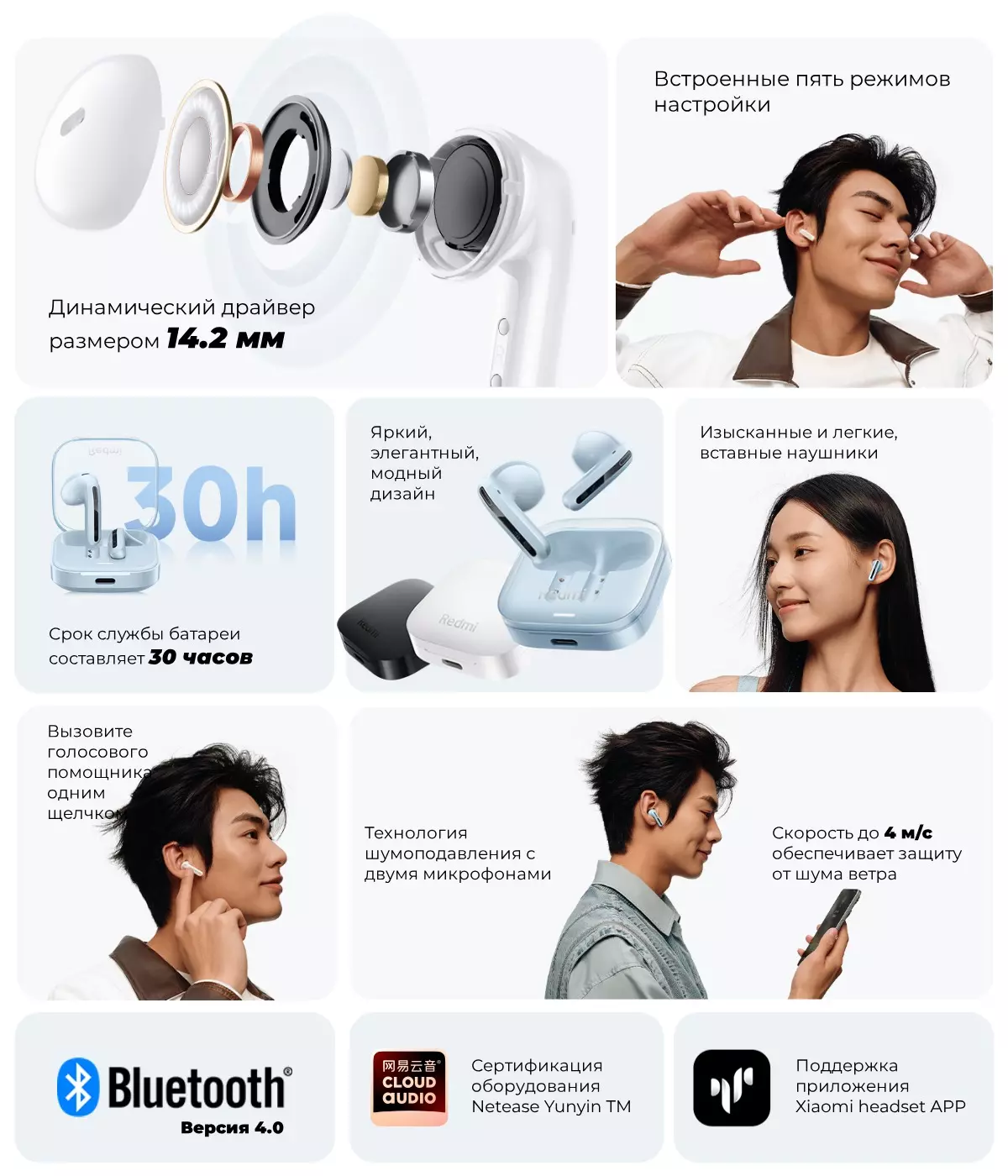 Беспроводные наушники Xiaomi Redmi Buds 6 Active - фото 2 Беспроводные наушники Xiaomi Redmi Buds 6 Active - фото 2