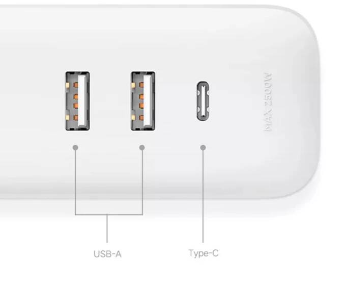 Удлинитель Xiaomi Power Strip 20w 2A1C (XMCXB05MN) 1.8 м White (Белый)