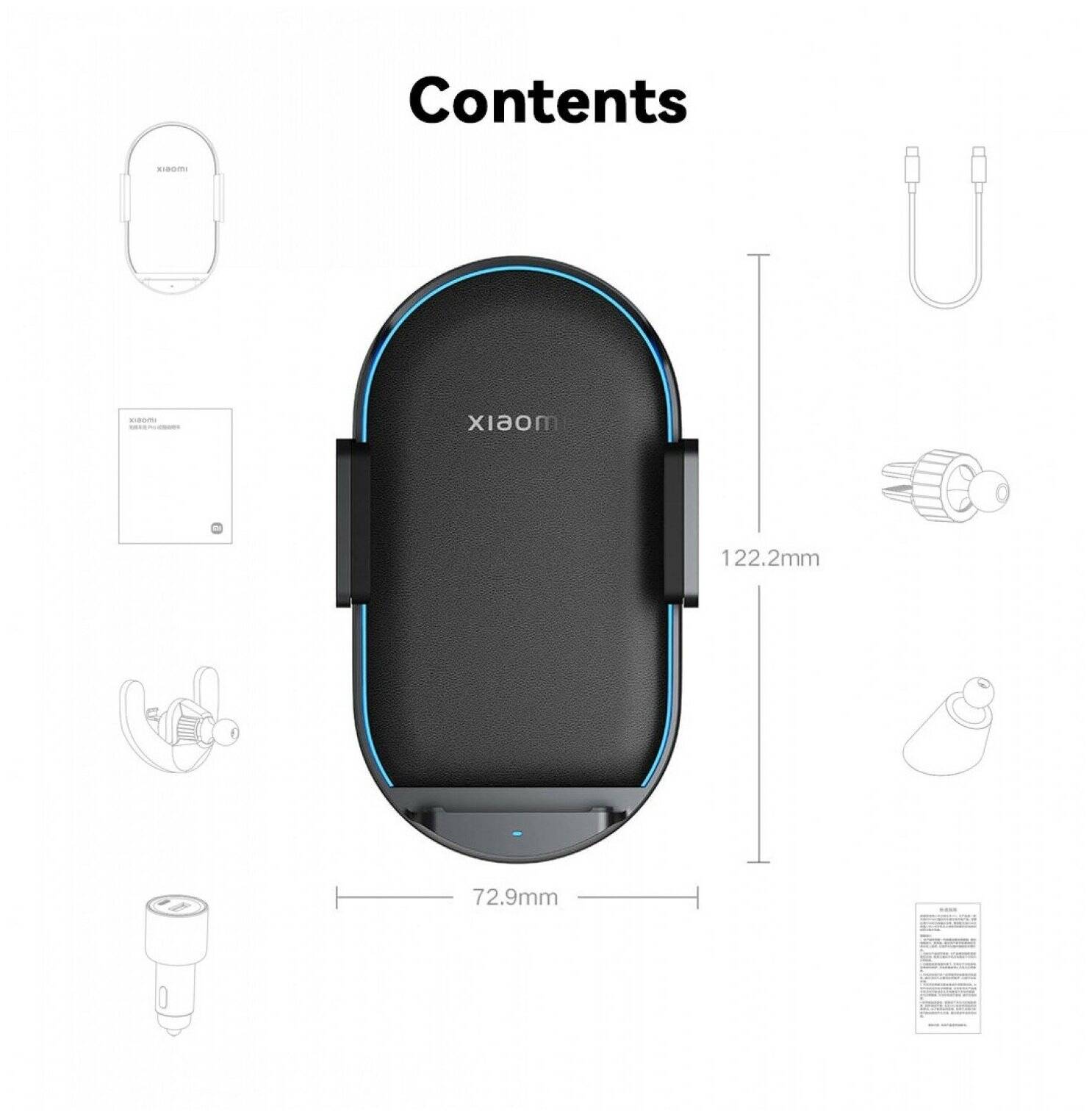 Держатель с беспроводной зарядкой Xiaomi Wireless Car Charger Pro 50W Max (WCJ05ZM) Black (Черный)
