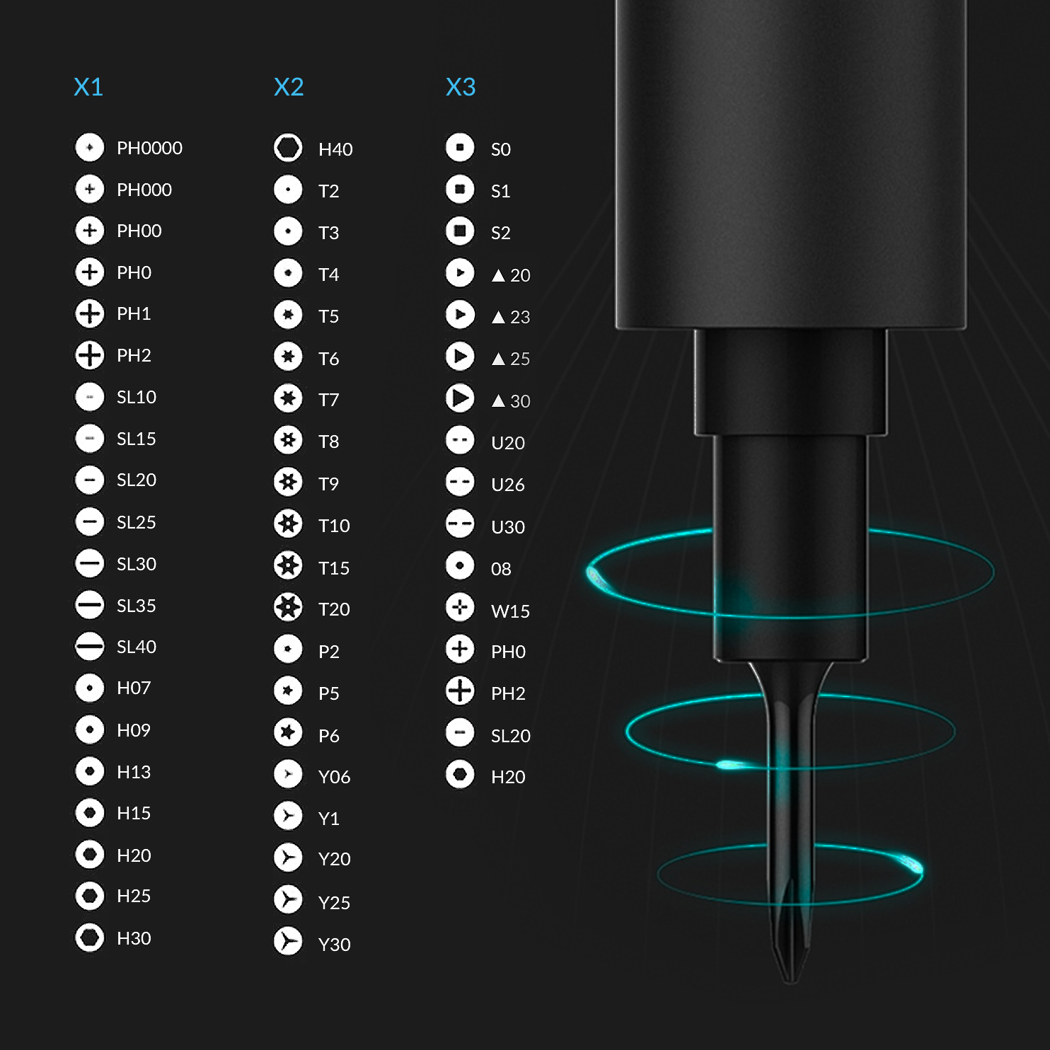 Отвертка электрическая Xiaomi Wowstick Screwdriver 1F+ TRY 20 in 1 Kit Black (Черный) CN