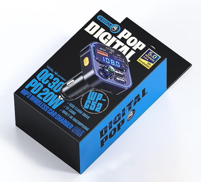 Автомобильное зарядное устройство WEKOME MP3 WP-C52 Black (Черный)