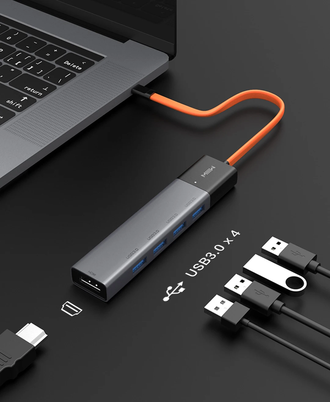 Адаптер MIIIW Type-C HUB Adapter 5 in 1 (MWCMA02) Gray (Серый)
